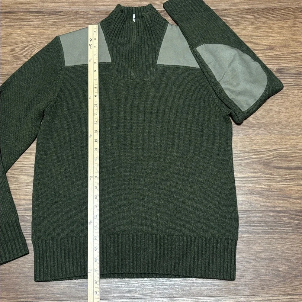 Patagonia Olive Green Half Zip Sweater Elbow Patch Mens M Pullover